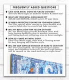 Outdoor exterior metal sign handmade by ToeFishArt. Original, custom, personalized wall decor signs. Canvas, Wood or Metal. Rustic modern farmhouse, cottagecore, vintage, retro, industrial, Americana, primitive, country, coastal, minimalist.