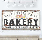 Baked Fresh Daily Bakery Sign Sign handmade by ToeFishArt. Original, custom, personalized wall decor signs. Canvas, Wood or Metal. Rustic modern farmhouse, cottagecore, vintage, retro, industrial, Americana, primitive, country, coastal, minimalist.