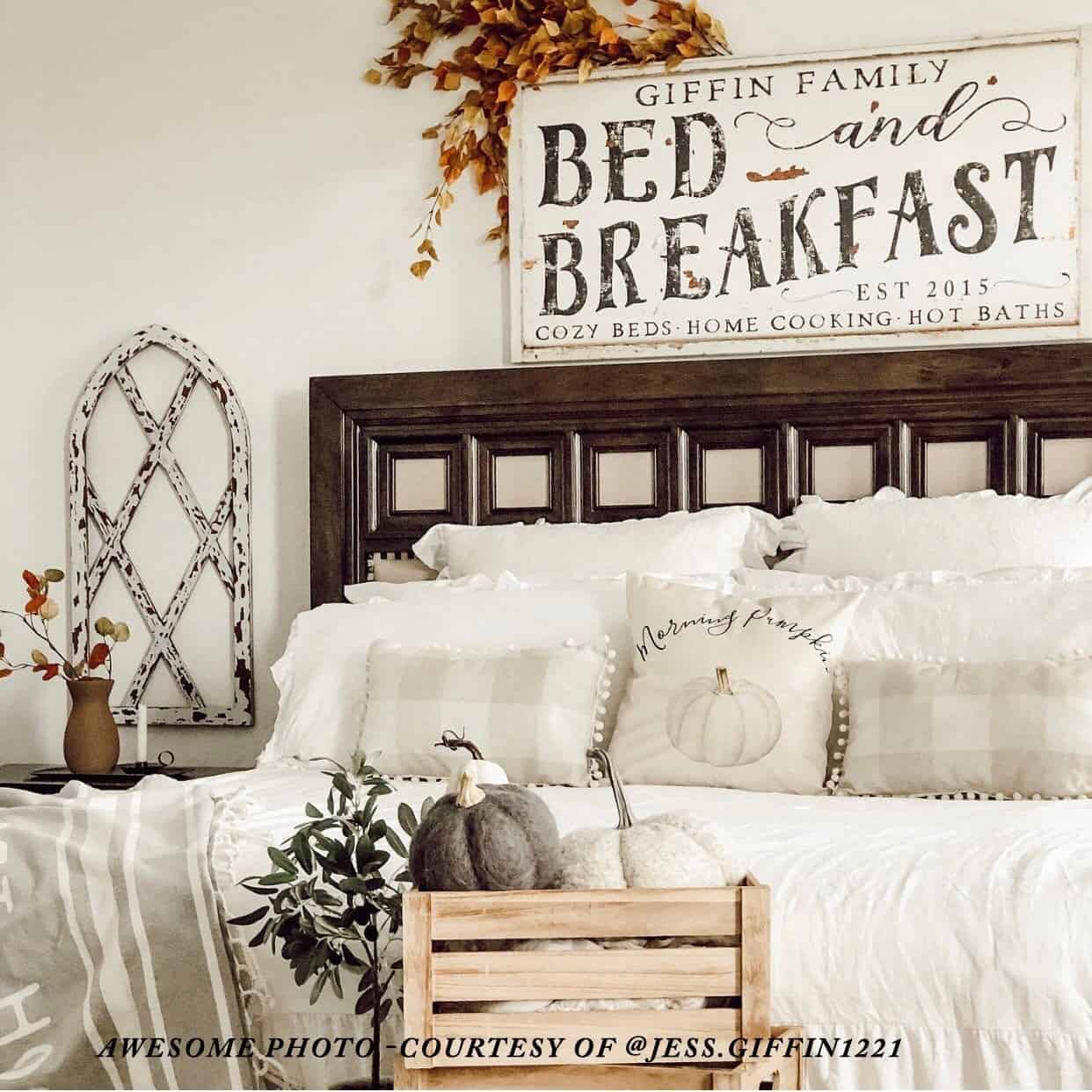 Bed and Breakfast Sign handmade by ToeFishArt. Original, custom, personalized wall decor signs. Canvas, Wood or Metal. Rustic modern farmhouse, cottagecore, vintage, retro, industrial, Americana, primitive, country, coastal, minimalist.