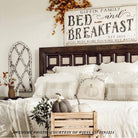 Bed and Breakfast Sign handmade by ToeFishArt. Original, custom, personalized wall decor signs. Canvas, Wood or Metal. Rustic modern farmhouse, cottagecore, vintage, retro, industrial, Americana, primitive, country, coastal, minimalist.
