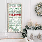 Christmas Rules Sign handmade by ToeFishArt. Original, custom, personalized wall decor signs. Canvas, Wood or Metal. Rustic modern farmhouse, cottagecore, vintage, retro, industrial, Americana, primitive, country, coastal, minimalist.