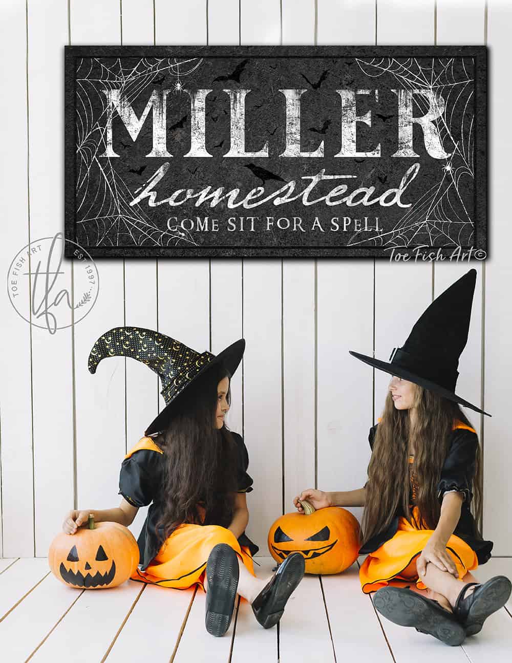 Come Sit For A Spell Sign handmade by ToeFishArt. Original, custom, personalized wall decor signs. Canvas, Wood or Metal. Rustic modern farmhouse, cottagecore, vintage, retro, industrial, Americana, primitive, country, coastal, minimalist.