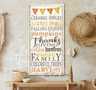 Fall Things Sign handmade by ToeFishArt. Original, custom, personalized wall decor signs. Canvas, Wood or Metal. Rustic modern farmhouse, cottagecore, vintage, retro, industrial, Americana, primitive, country, coastal, minimalist.