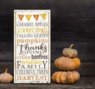 Fall Things Sign handmade by ToeFishArt. Original, custom, personalized wall decor signs. Canvas, Wood or Metal. Rustic modern farmhouse, cottagecore, vintage, retro, industrial, Americana, primitive, country, coastal, minimalist.