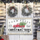 Farm Fresh Christmas Trees Sign handmade by ToeFishArt. Original, custom, personalized wall decor signs. Canvas, Wood or Metal. Rustic modern farmhouse, cottagecore, vintage, retro, industrial, Americana, primitive, country, coastal, minimalist.