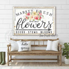 Flower Market Personalized Custom Family Name Sign Vintage Farmhouse Wall Décor handmade by ToeFishArt. Original, custom, personalized wall decor signs. Canvas, Wood or Metal. Rustic modern farmhouse, cottagecore, vintage, retro, industrial, Americana, primitive, country, coastal, minimalist.