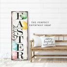 Happy Easter Sign, Easter Spring Decoration, Porch Leaner Canvas Sign for Covered Entryway, Foyer ToeFishArt handmade by ToeFishArt. Original, custom, personalized wall decor signs. Canvas, Wood or Metal. Rustic modern farmhouse, cottagecore, vintage, retro, industrial, Americana, primitive, country, coastal, minimalist.
