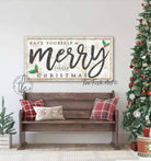 Have Yourself a Merry Little Christmas Sign handmade by ToeFishArt. Original, custom, personalized wall decor signs. Canvas, Wood or Metal. Rustic modern farmhouse, cottagecore, vintage, retro, industrial, Americana, primitive, country, coastal, minimalist.