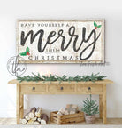 Have Yourself a Merry Little Christmas Sign handmade by ToeFishArt. Original, custom, personalized wall decor signs. Canvas, Wood or Metal. Rustic modern farmhouse, cottagecore, vintage, retro, industrial, Americana, primitive, country, coastal, minimalist.