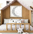 I Love You To The Moon and Back More Than All the Stars Sign handmade by ToeFishArt. Original, custom, personalized wall decor signs. Canvas, Wood or Metal. Rustic modern farmhouse, cottagecore, vintage, retro, industrial, Americana, primitive, country, coastal, minimalist.