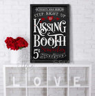 Kissing Booth Valentines Day Sign Modern Farmhouse Wall Decor Vintage Love Art handmade by ToeFishArt. Original, custom, personalized wall decor signs. Canvas, Wood or Metal. Rustic modern farmhouse, cottagecore, vintage, retro, industrial, Americana, primitive, country, coastal, minimalist.