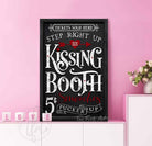 Kissing Booth Valentines Day Sign Modern Farmhouse Wall Decor Vintage Love Art handmade by ToeFishArt. Original, custom, personalized wall decor signs. Canvas, Wood or Metal. Rustic modern farmhouse, cottagecore, vintage, retro, industrial, Americana, primitive, country, coastal, minimalist.