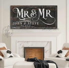 Mr & Mrs Couples Wedding Sign Personalized with your Last or First Names and Date handmade by ToeFishArt. Original, custom, personalized wall decor signs. Canvas, Wood or Metal. Rustic modern farmhouse, cottagecore, vintage, retro, industrial, Americana, primitive, country, coastal, minimalist.
