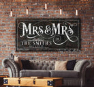 Mr & Mrs Couples Wedding Sign Personalized with your Last or First Names and Date handmade by ToeFishArt. Original, custom, personalized wall decor signs. Canvas, Wood or Metal. Rustic modern farmhouse, cottagecore, vintage, retro, industrial, Americana, primitive, country, coastal, minimalist.