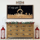 O Holy Night Nativity Silhouette Sign Christmas season decor framed shiplap hardwood wall hanging handmade by ToeFishArt. Original, custom, personalized wall decor signs. Canvas, Wood or Metal. Rustic modern farmhouse, cottagecore, vintage, retro, industrial, Americana, primitive, country, coastal, minimalist.