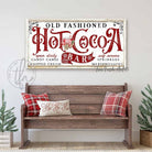 Old Fashioned Hot Cocoa Bar Sign handmade by ToeFishArt. Original, custom, personalized wall decor signs. Canvas, Wood or Metal. Rustic modern farmhouse, cottagecore, vintage, retro, industrial, Americana, primitive, country, coastal, minimalist.