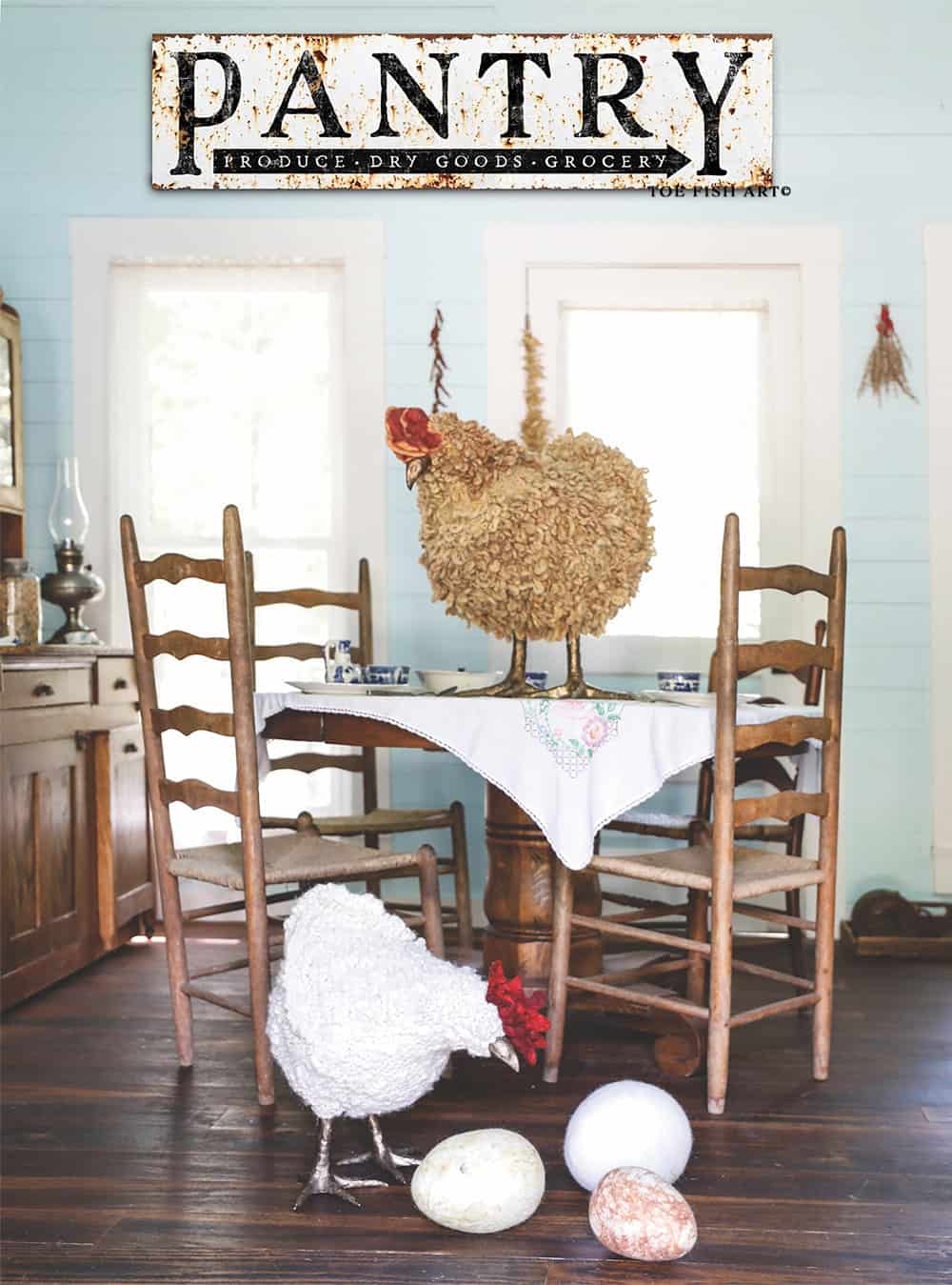 Pantry Sign Rustic Produce Dry Goods Grocery handmade by ToeFishArt. Original, custom, personalized wall decor signs. Canvas, Wood or Metal. Rustic modern farmhouse, cottagecore, vintage, retro, industrial, Americana, primitive, country, coastal, minimalist.