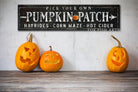Pick Your Own Pumpkin Patch Sign handmade by ToeFishArt. Original, custom, personalized wall decor signs. Canvas, Wood or Metal. Rustic modern farmhouse, cottagecore, vintage, retro, industrial, Americana, primitive, country, coastal, minimalist.