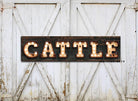 Rustic Cattle "Marquee"-Style Sign handmade by ToeFishArt. Original, custom, personalized wall decor signs. Canvas, Wood or Metal. Rustic modern farmhouse, cottagecore, vintage, retro, industrial, Americana, primitive, country, coastal, minimalist.