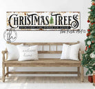 Rustic Christmas Trees Sign Cut & Carry handmade by ToeFishArt. Original, custom, personalized wall decor signs. Canvas, Wood or Metal. Rustic modern farmhouse, cottagecore, vintage, retro, industrial, Americana, primitive, country, coastal, minimalist.