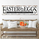 Rustic Easter Eggs Sign Egg Hunt Cottontail Lane handmade by ToeFishArt. Original, custom, personalized wall decor signs. Canvas, Wood or Metal. Rustic modern farmhouse, cottagecore, vintage, retro, industrial, Americana, primitive, country, coastal, minimalist.