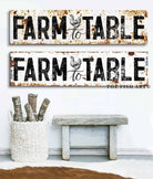 Rustic Farm to Table Sign handmade by ToeFishArt. Original, custom, personalized wall decor signs. Canvas, Wood or Metal. Rustic modern farmhouse, cottagecore, vintage, retro, industrial, Americana, primitive, country, coastal, minimalist.