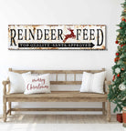 Rustic Reindeer Feed Sign Santa Approved handmade by ToeFishArt. Original, custom, personalized wall decor signs. Canvas, Wood or Metal. Rustic modern farmhouse, cottagecore, vintage, retro, industrial, Americana, primitive, country, coastal, minimalist.