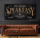 Speakeasy & Lounge Personalized Name Sign, Vintage Roaring 1920s Parisian Inspired Gatsby Style Wall Décor handmade by ToeFishArt. Original, custom, personalized wall decor signs. Canvas, Wood or Metal. Rustic modern farmhouse, cottagecore, vintage, retro, industrial, Americana, primitive, country, coastal, minimalist.