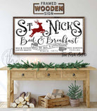 St. Nicks Bed & Breakfast Sign handmade by ToeFishArt. Original, custom, personalized wall decor signs. Canvas, Wood or Metal. Rustic modern farmhouse, cottagecore, vintage, retro, industrial, Americana, primitive, country, coastal, minimalist.