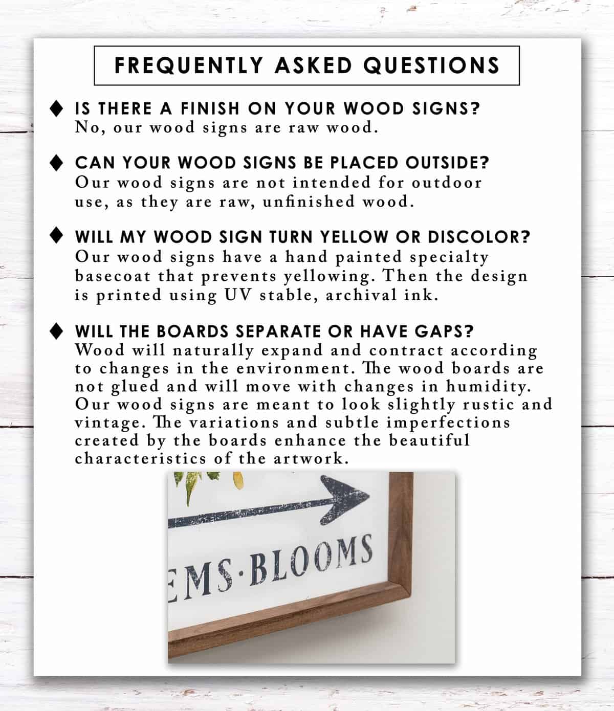 Toe Fish Art's real wood shiplap signs, Frequently Asked Questions.