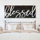 Toe Fish Art rustic Blessed sign dark rustic color handmade by ToeFishArt. Original, custom, personalized wall decor signs. Canvas, Wood or Metal. Rustic modern farmhouse, cottagecore, vintage, retro, industrial, Americana, primitive, country, coastal, minimalist.