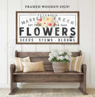Market Fresh Flowers Personalized Family Name Wood Shiplap Sign handmade by ToeFishArt. Original, custom, personalized wall decor signs. Canvas, Wood or Metal. Rustic modern farmhouse, cottagecore, vintage, retro, industrial, Americana, primitive, country, coastal, minimalist.