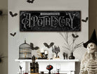 ApotheScary Personalized Custom Halloween Decoration Sign handmade by ToeFishArt. Original, custom, personalized wall decor signs. Canvas, Wood or Metal. Rustic modern farmhouse, cottagecore, vintage, retro, industrial, Americana, primitive, country, coastal, minimalist.