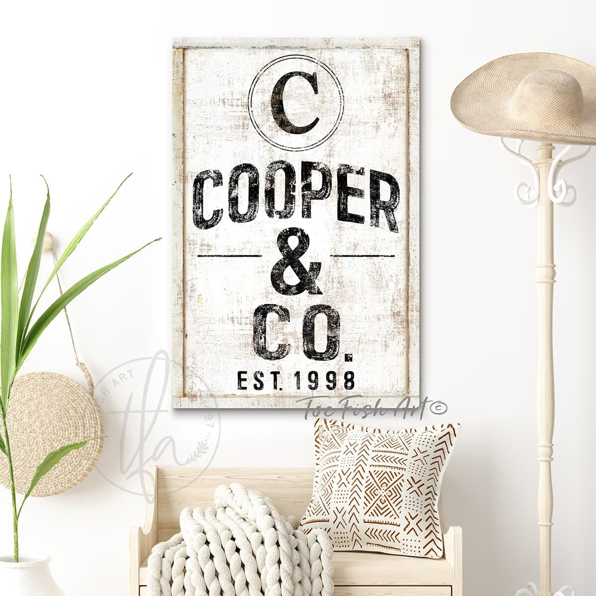 Celebrate old traditions and make new ones as you display your family's legacy with Toe Fish Art's striking personalized vertical sign that blends vintage charm and contemporary style with multiple color options. Be surrounded by decor you LOVE! Choose between premium framed canvas or durable outdoor metal. Toe Fish Art makes artisan wall art with American materials. Proudly Made in the USA, each piece is expertly constructed with genuine craftsmanship, heritage quality, and rustic charm.