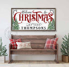 Welcome to Christmas framed hardwood shiplap sign handmade by ToeFishArt. Original, custom, personalized wall decor signs. Canvas, Wood or Metal. Rustic modern farmhouse, cottagecore, vintage, retro, industrial, Americana, primitive, country, coastal, minimalist.