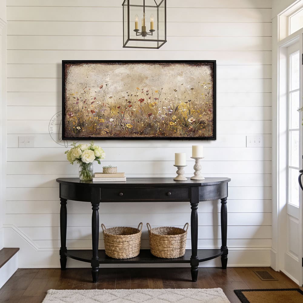 Bring timeless elegance to your home decor with this captivating Vintage Wildflower Meadow wall art. The versatile design complements farmhouse, cottage, and contemporary spaces alike to create a peaceful sanctuary. Be surrounded by decor you LOVE! Choose between premium framed canvas or durable outdoor metal. Toe Fish Art makes artisan wall art with American materials. Proudly Made in the USA, each piece is expertly constructed with genuine craftsmanship, heritage quality, and rustic charm.