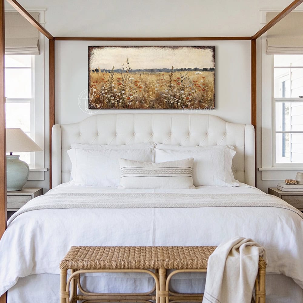 Say hello to spring with this delightful cottagecore wall art that brings wildflower meadows straight to your space. Bursting with vintage charm, this floral statement piece makes any room feel like a peaceful escape. Be surrounded by decor you LOVE! Choose between premium framed canvas or durable outdoor metal. Toe Fish Art makes artisan wall art with American materials. Proudly Made in the USA, each piece is expertly constructed with genuine craftsmanship, heritage quality, and rustic charm.