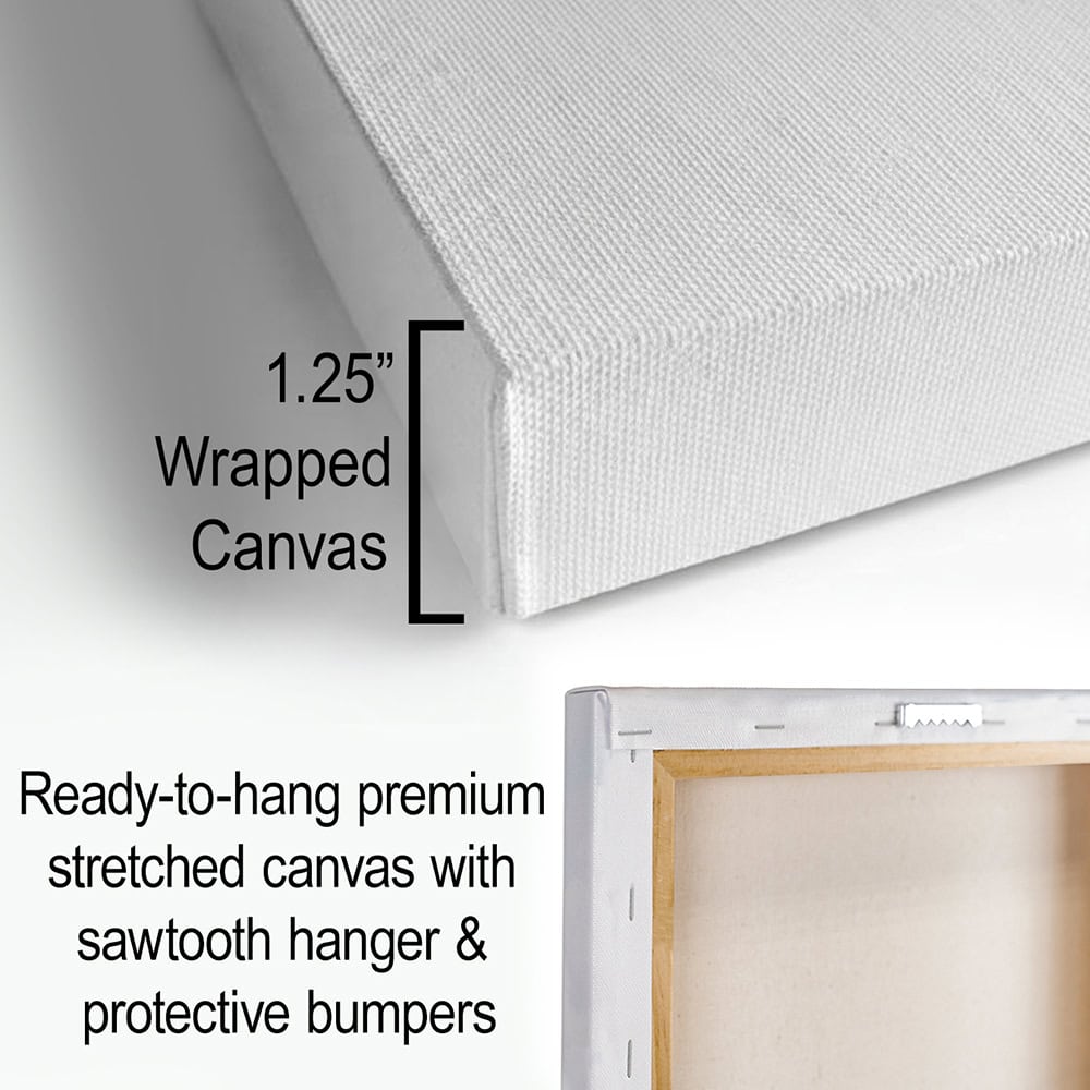 Toe Fish Art 1.25" depth thickness Stretched Gallery-Wrapped Canvas Side and Back Details. Ready-to-hang with sawtooth hangers and protective bumpers.