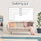 ToeFishArt 60x30 Sizing Guide. Original, custom, personalized wall decor signs. Canvas, Wood or Metal. Rustic modern farmhouse, cottagecore, vintage, retro, industrial, Americana, primitive, country, coastal, minimalist.