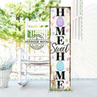 Toe Fish Art Home Sweet Home Spring Easter Bunny Seasonal Decoration Porch Leaner Door Greeter Canvas or Outdoor Metal Vertical Entryway Sign Decor handcrafted in the USA for your Front Door Foyer Deck Holiday Outdoor Decoration Curb Appeal handmade by woman-owned USA small family American business ToeFishArt. Original, custom, personalized wall decor signs. Canvas, Wood or Metal. Rustic modern farmhouse, cottagecore, vintage, retro, industrial, Americana, primitive, country, coastal, minimalist.