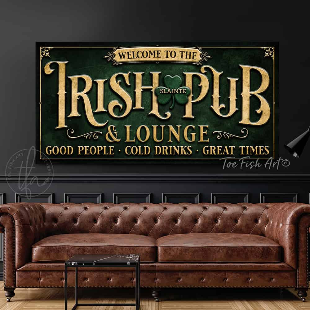 Irish Pub & Lounge Personalize-able Canvas or Metal St. Patty's Bar Decor