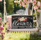 Market Fresh Flowers Personalize-able Canvas or Outdoor Exterior Commercial-Grade Metal Sign handmade in the USA and built to last a lifetime by ToeFishArt. Add your family name to this beautiful vibrant colorful roses bouquet artwork for unique eye-catching curb appeal. Original, custom, personalized wall decor signs. Canvas, Wood or Metal. Rustic modern farmhouse, cottagecore, vintage, retro, industrial, Americana, primitive, country, coastal, minimalist.