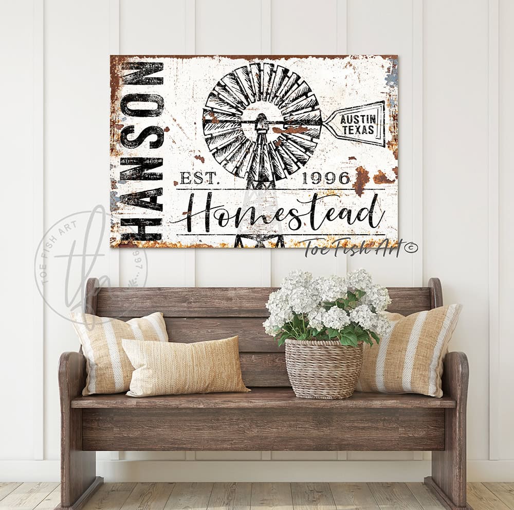 Vintage-inspired farmhouse style sign. — Toe Fish Art creates quality, artisan-made wall décor with authentic, American sourced materials. Proudly Made in the USA for decades, each sign is expertly constructed with genuine craftsmanship, heritage quality, and rustic charm. Our premium, handcrafted pieces are built to last with durable materials. Custom, personalized, timeless designs for indoor and outdoor spaces. Discover American made wall art at toefishart.com — crafted to inspire, made to endure.