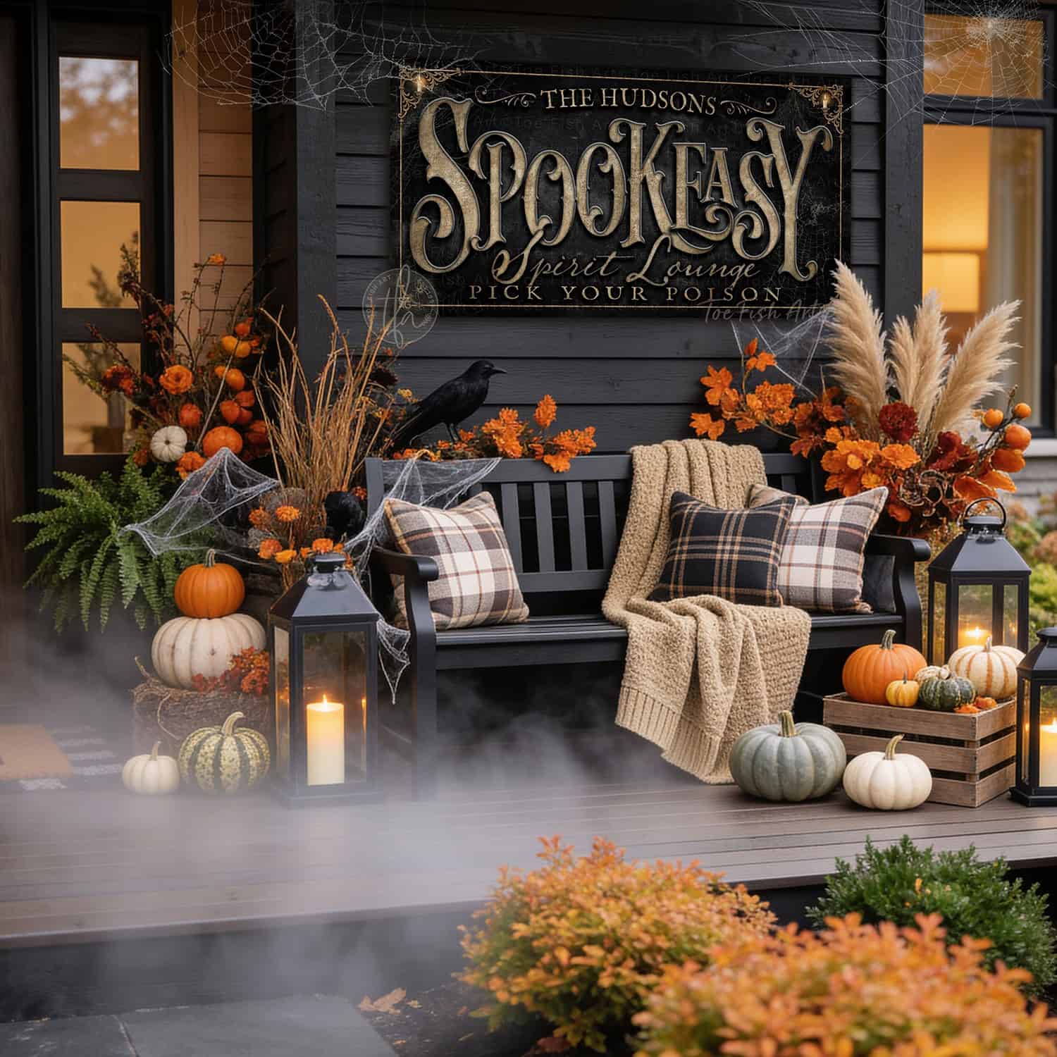 Create the ultimate Halloween home bar with this personalized Halloween bar sign from Toe Fish Art. Inspired by the charm of vintage speakeasies, our "Spookeasy Spirit Lounge" sign transforms your entertaining space with spooky sophistication. Choose between premium framed canvas or durable outdoor metal. Toe Fish Art makes artisan wall art with American materials. Proudly Made in the USA, each piece is expertly constructed with genuine craftsmanship, heritage quality, and rustic charm.