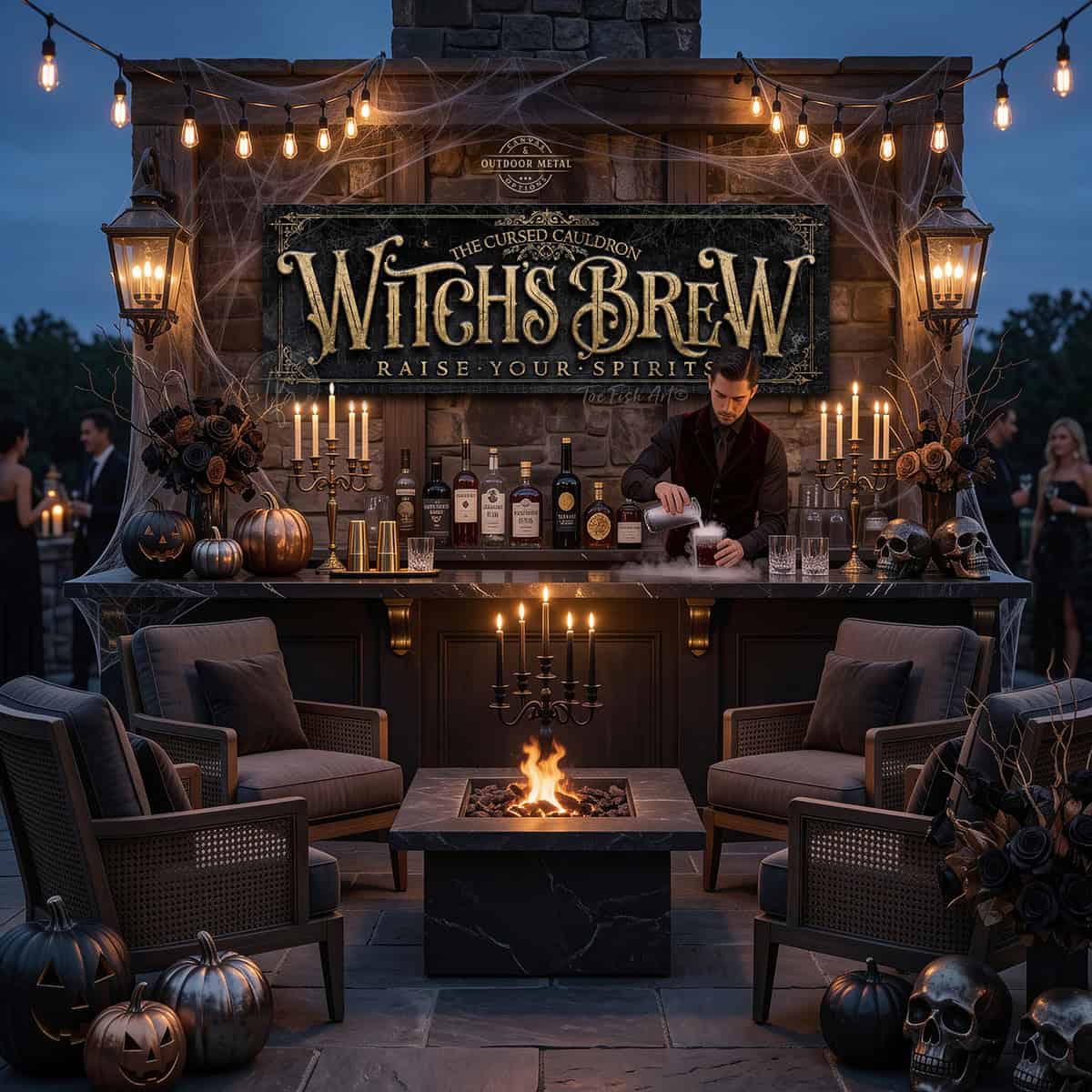 Create the ultimate Halloween home bar, coffee station, or porch display with this Witch’s Brew Personalized Halloween Sign sign from Toe Fish Art, built for interior and exterior spaces. Choose between premium framed canvas or durable outdoor metal. Toe Fish Art makes artisan wall art with American materials. Proudly Made in the USA, each piece is expertly constructed with genuine craftsmanship, heritage quality, and rustic charm.