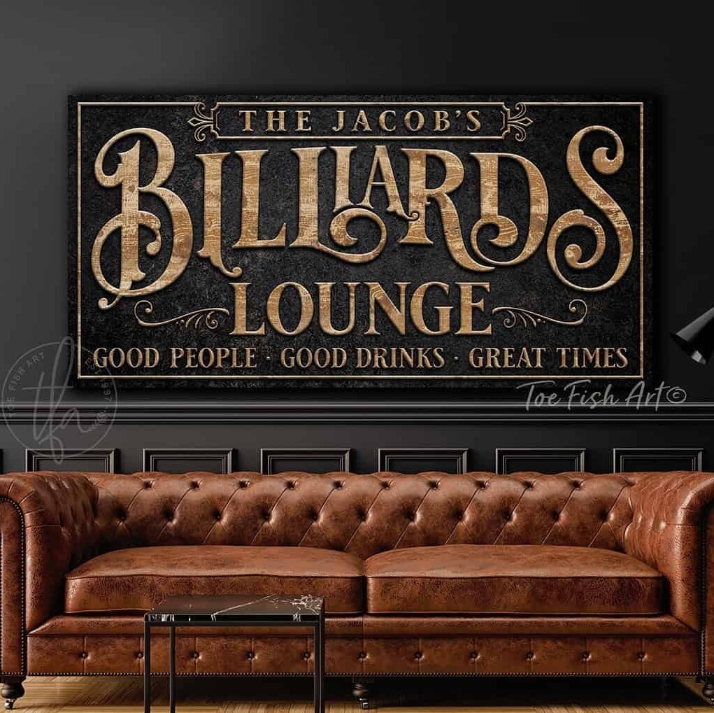 Whiskey and Cigar Bar Sign handmade by ToeFishArt. Original, custom, personalized wall decor signs. Canvas, Wood or Metal. Rustic modern farmhouse, cottagecore, vintage, retro, industrial, Americana, primitive, country, coastal, minimalist.