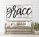 Amazing Grace How Sweet the Sound Sign handmade by ToeFishArt. Original, custom, personalized wall decor signs. Canvas, Wood or Metal. Rustic modern farmhouse, cottagecore, vintage, retro, industrial, Americana, primitive, country, coastal, minimalist.