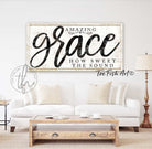 Amazing Grace Sign How Sweet the Sound Sign handmade by ToeFishArt. Original, custom, personalized wall decor signs. Canvas, Wood or Metal. Rustic modern farmhouse, cottagecore, vintage, retro, industrial, Americana, primitive, country, coastal, minimalist.
