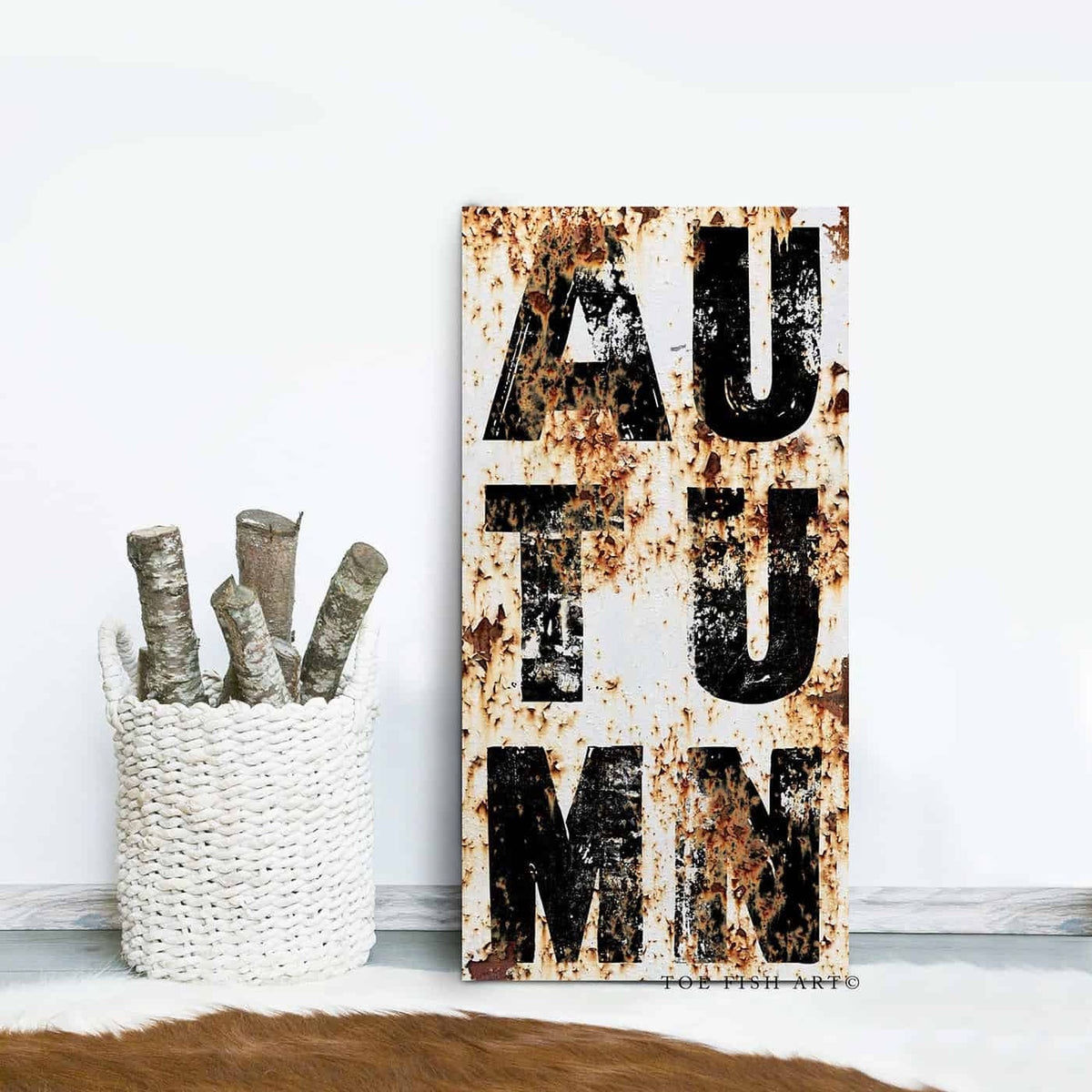 Autumn Rustic Fall Seasonal Decor Vertical Sign – Toe Fish Art
