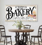 Bakery Café & Coffee Bar Sign, Personalized Options, Vintage Farmhouse Style handmade by ToeFishArt. Original, custom, personalized wall decor signs. Canvas, Wood or Metal. Rustic modern farmhouse, cottagecore, vintage, retro, industrial, Americana, primitive, country, coastal, minimalist.